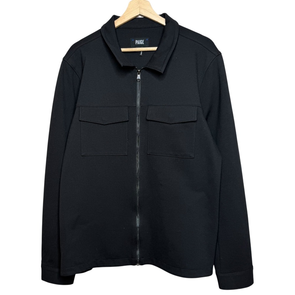 Paige Minimalist Capsule Full Zip Collar Patch Pocket Jacket Black L Utility
